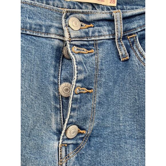 LEVI'S Women's Blue Denim Mile High Wide-Leg Button-Fly Cropped Jeans SZ 28 - Picture 6 of 12